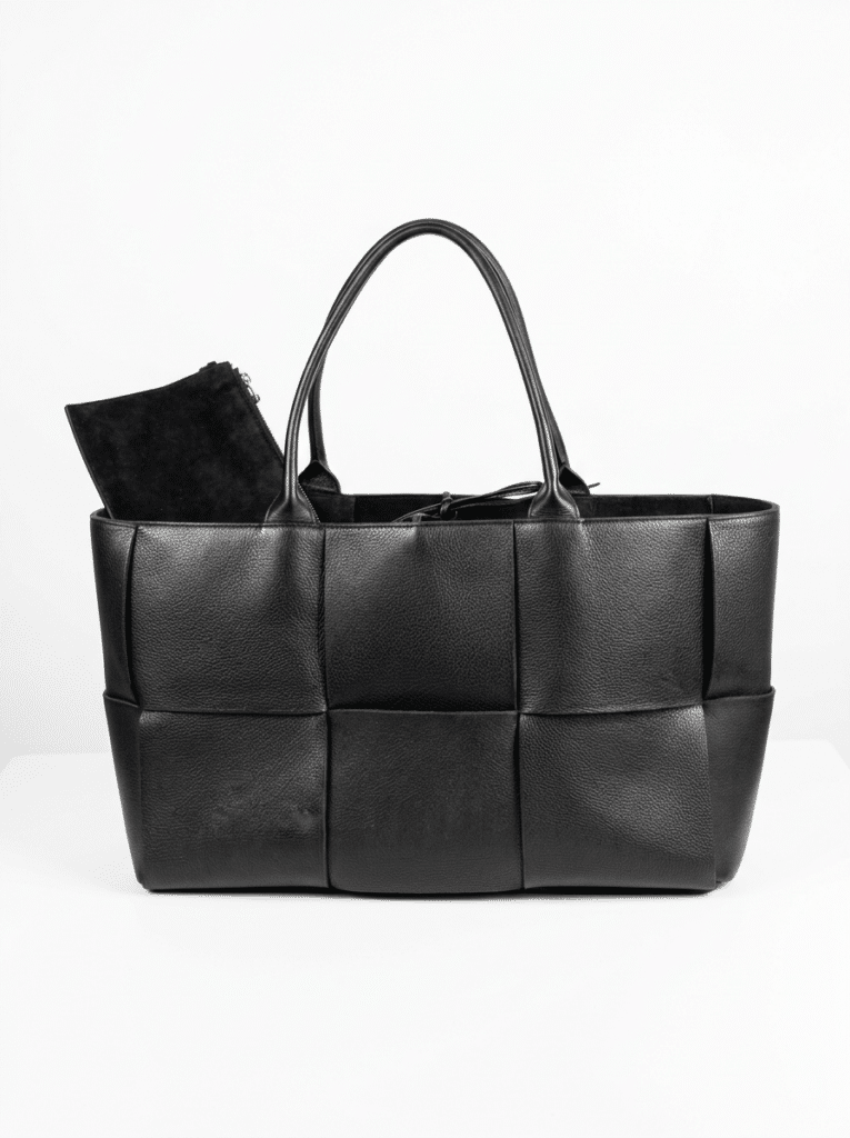 Bottega Veneta Arco 48 Black Maxi Intrecciato Leather Large Tote