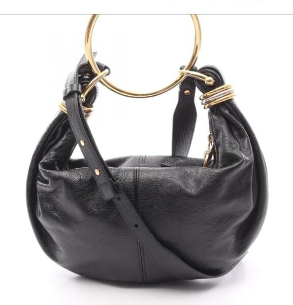 Chloé Small Bracelet Hobo Bag Black Grained Calfskin Gold-Tone Hardware