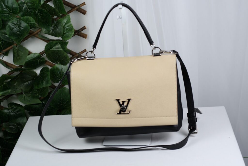 Louis Vuitton Lockme II BB Black & Beige Leather Top Handle Crossbody Bag